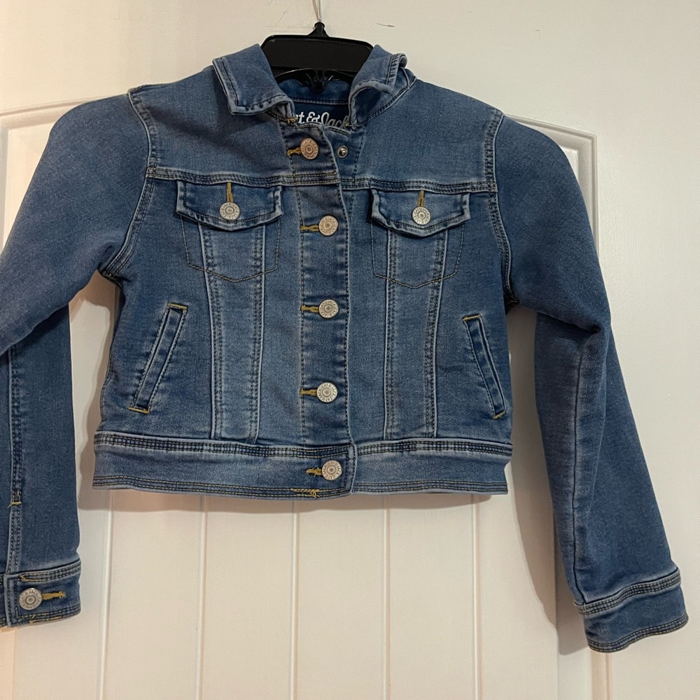 Bundle of 2 Cat & Jack Medium Blue Denim Jacket and light denim long sleeve 6-7